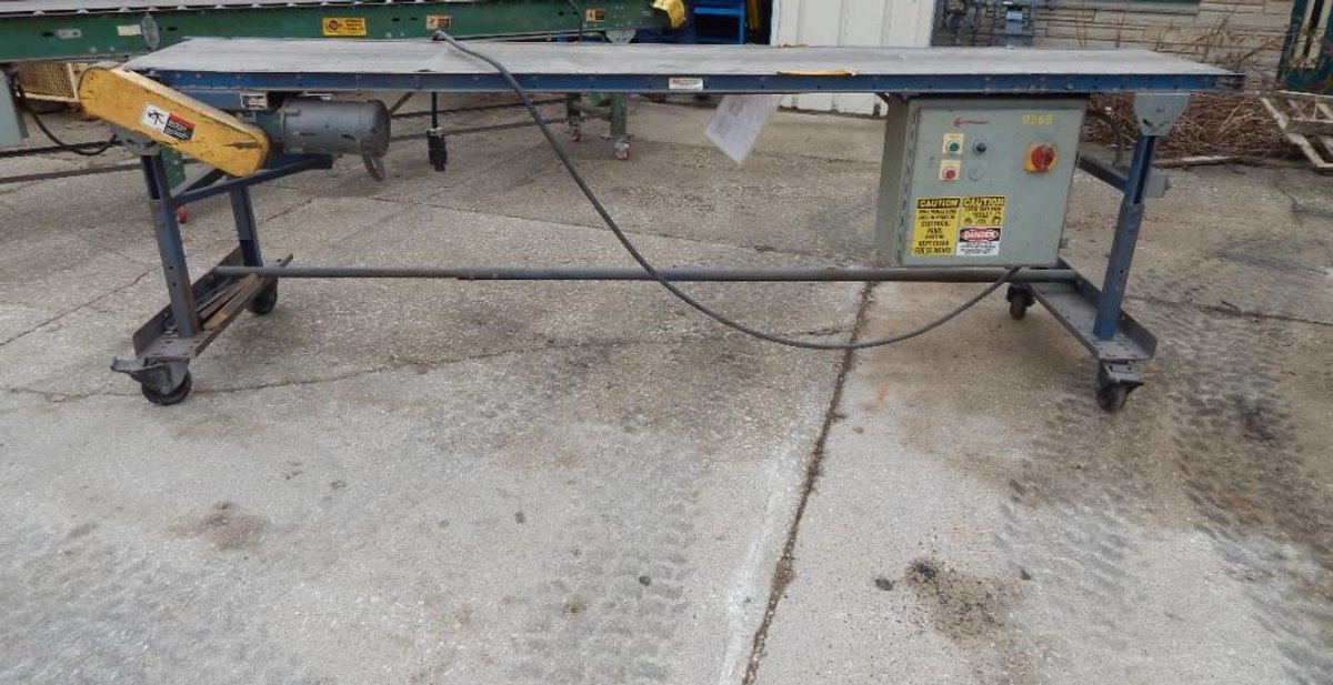 18in. X 10FT. West Bend Co. Adjustable Height Belt Conveyor .5HP 230/460Volt 60HZ 1725RPM 3 Phase Works! (Francis Creek, WI)