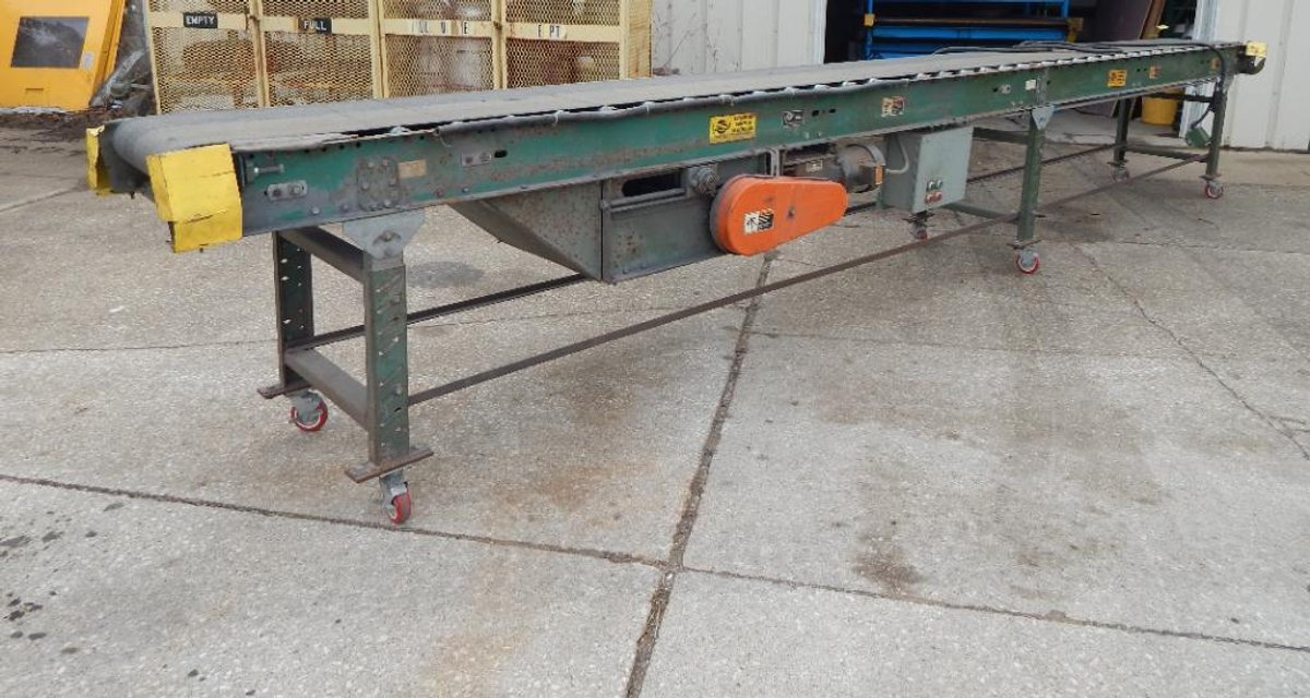 18in. X 20FT. 6in. Automated Conveyor Systems Inc. Adjustable Belt Conveyor 3/4HP 1725RPM 3 Phase 208-230/460Volts 60HZ Works! (Francis Creek, WI)