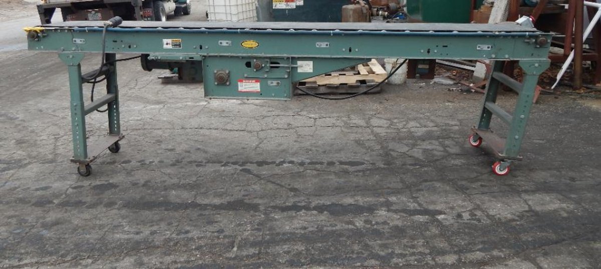 16in. X 11-1/2FT. Hytrol Conveyor CO. Adjustable Belt Conveyor 1/2HP 1725RPM 3 Phase 208-230/460-480Volts 60HZ Works! (Francis Creek, WI)