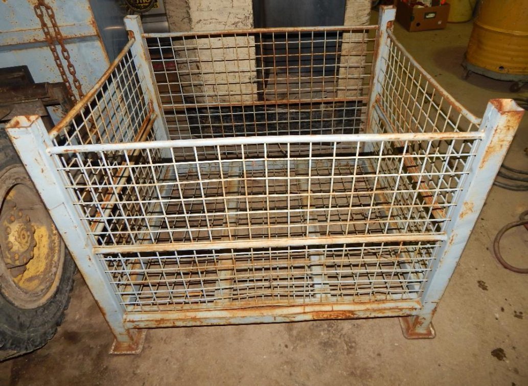 Stackable Wire Basket 2-Sides Fold Down 40-1/2 X 34-1/2 X 33-1/2in. OD 38 X 31-1/2 X 24in. ID (OS)
