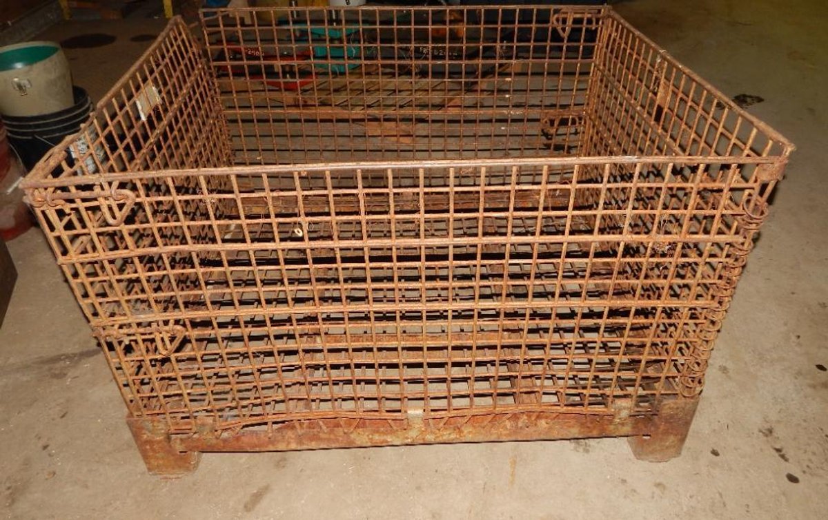Stackable Wire Basket 2-Sides Fold Down 48-3/8 X 40 X 30-1/4in. Outer Dimensions 46-3/4 X 37-3/4 X 24-1/2in. Inner Dimensions (OS)
