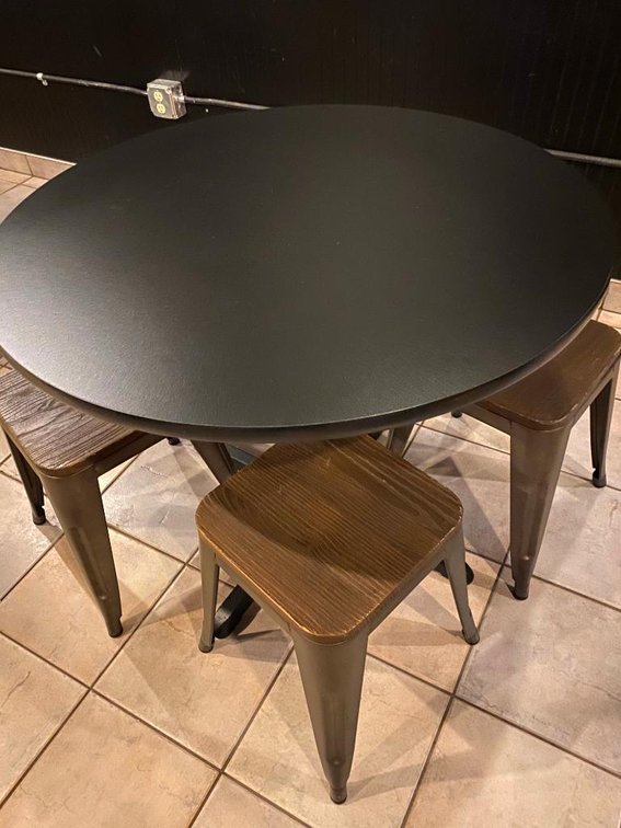 Commercial Grade Restaurant Table And 4 Seat Set - Black Color Top