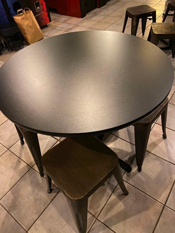 Commercial Grade Restaurant Table And 4 Seat Set - Black Color Top