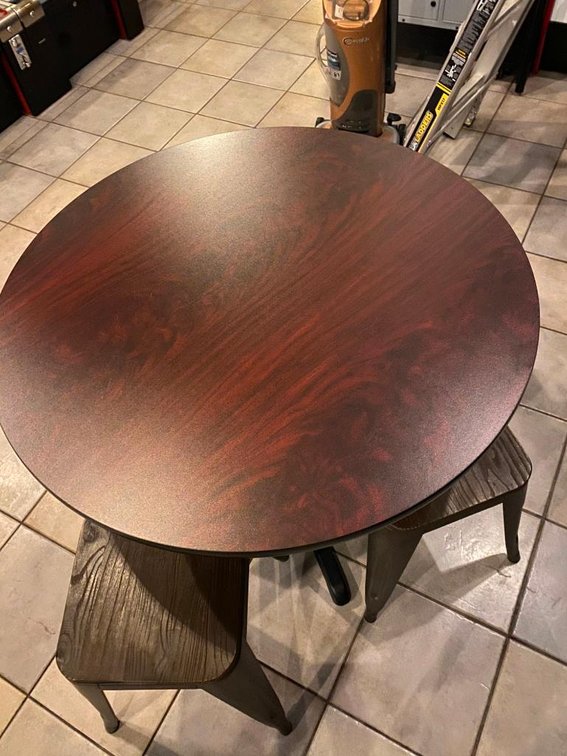 Commercial Grade Restaurant Table And 4 Seat Set - Mahogany Color Top