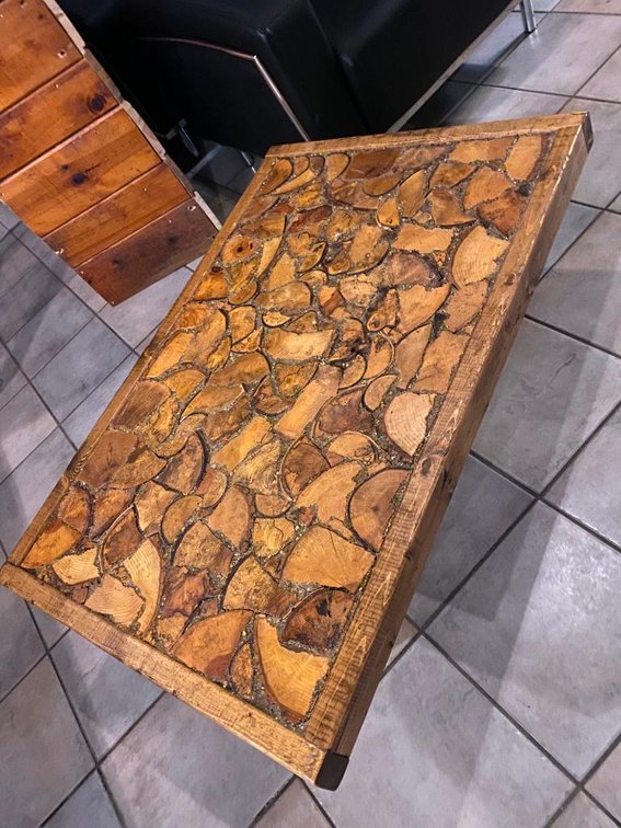 Custom Art Wood Coffee Table To Match Bar