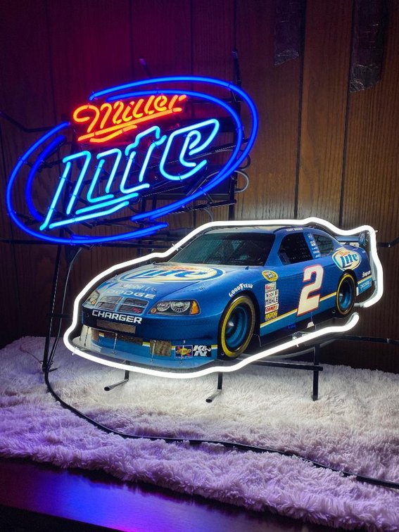 Miller Lite Nascar Collector Beer Neon Rare Kurt Busch