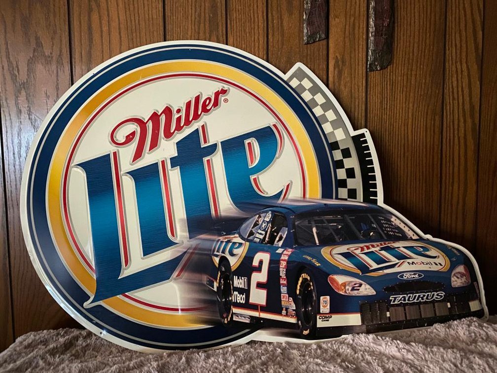 Miller Lite Vintage Retro Nascar Beer Sign Tacker Kurt Busch