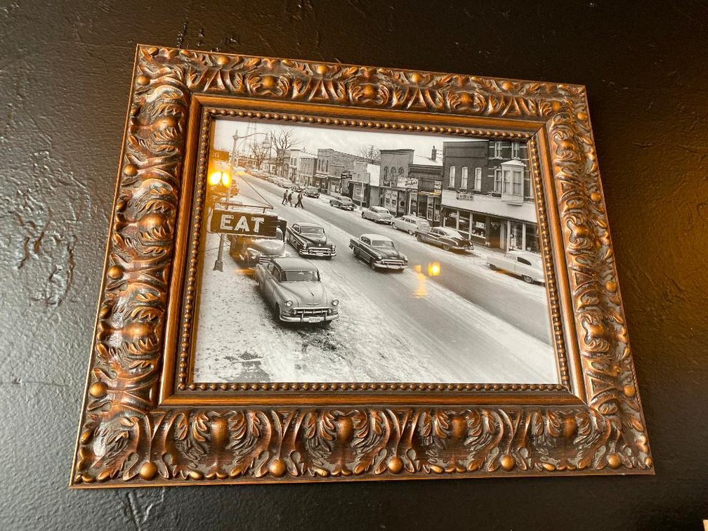 Medium Historic Old Car Snowstorm Photo Print In Ornate Heavy Frame