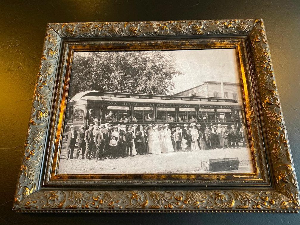 Large Historic Old Street Car Photo Print In Ornate Heavy Frame