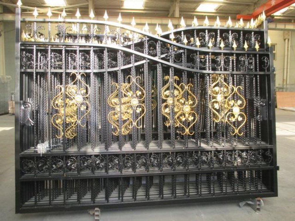 20FT HEAVY DUTY BI-PARTING WROUGHT IRON DRIVEWAY GATE (UNUSED)
