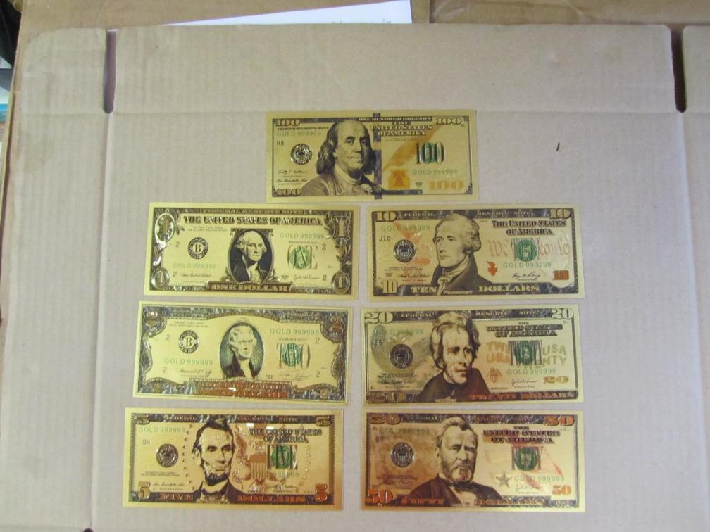 (7) Gold Plate Collectible Bills (FR)