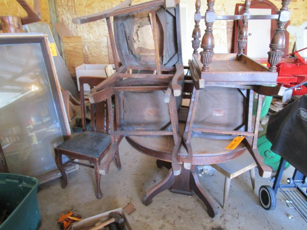 Wooden Dining Room Table - (5) Chairs - (2) Coffee Tables
