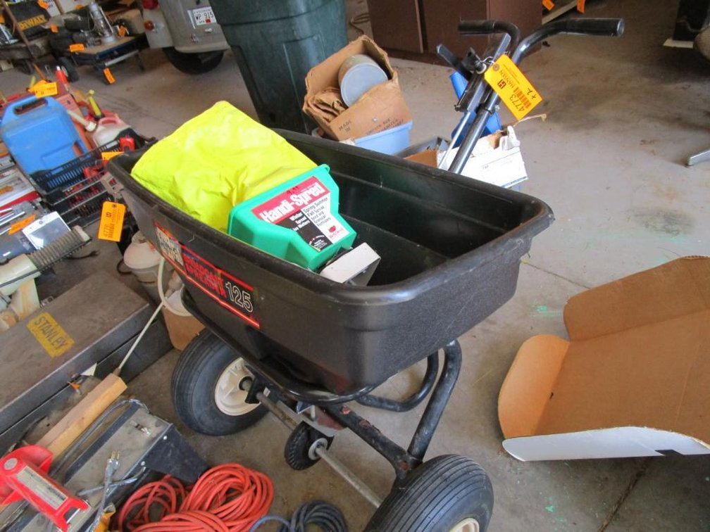 (1) Agri-Fab Broadcast Spreader - (1) Small Handheld Spreader