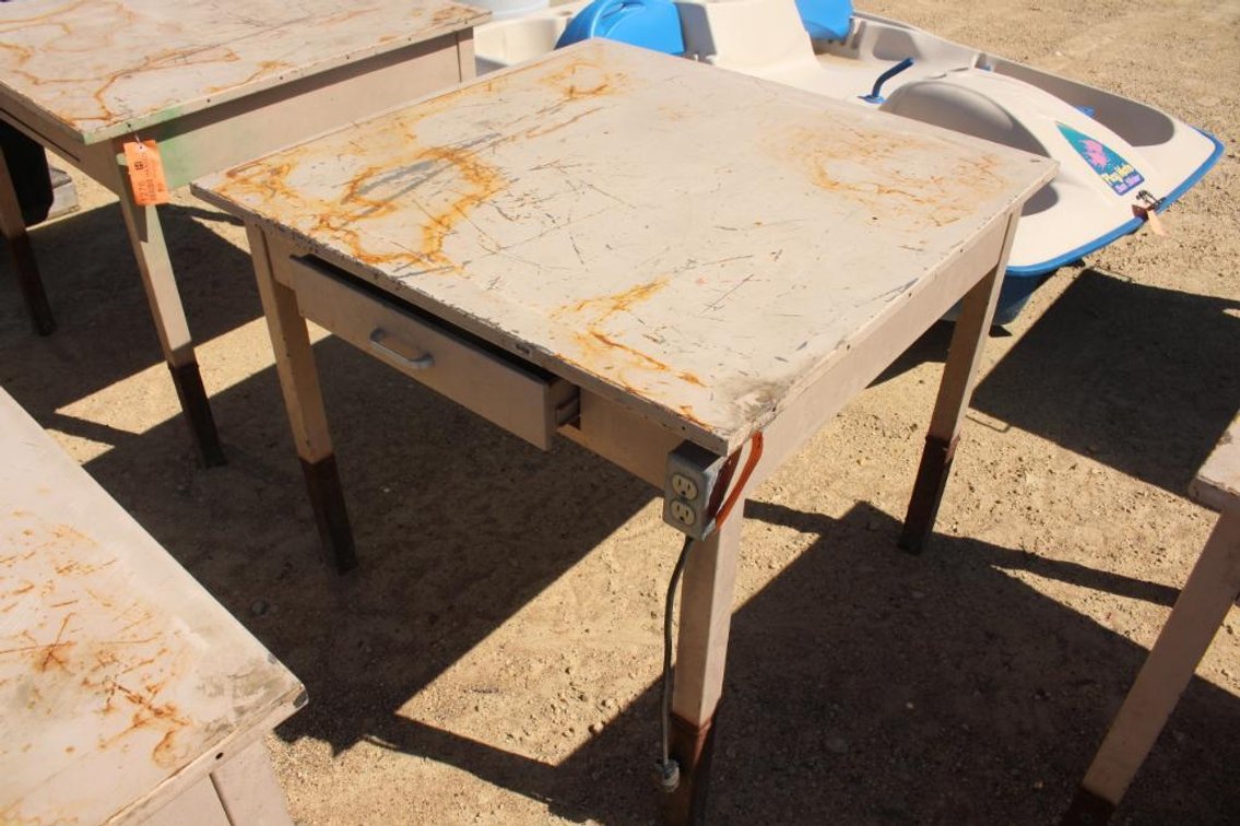 STEEL SHOP TABLE WITH DRAWER