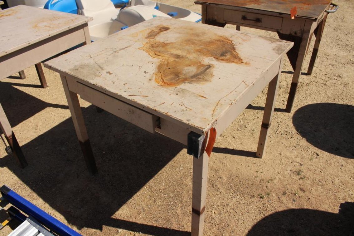 STEEL SHOP TABLE WITH DRAWER
