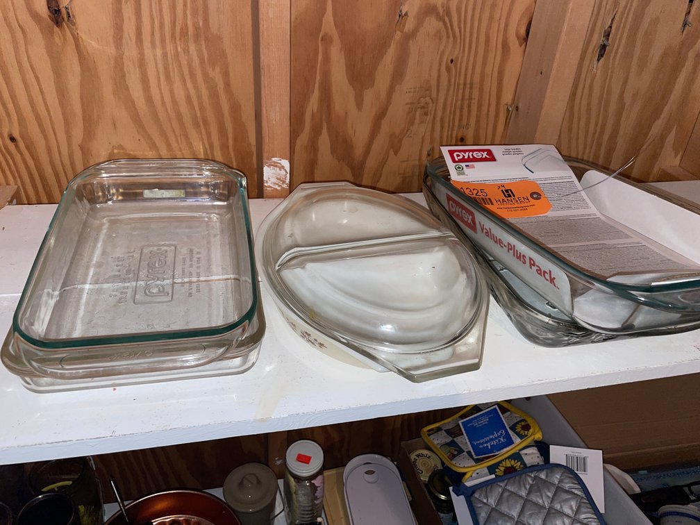 Pyrex Divided Casserole and (3) Cake Pans