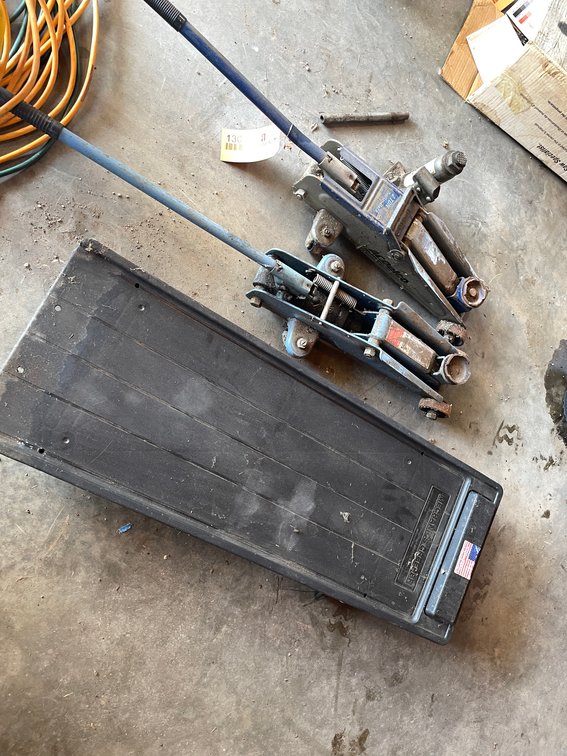 (2) Hydraulic Floor Jacks and Shop Creeper