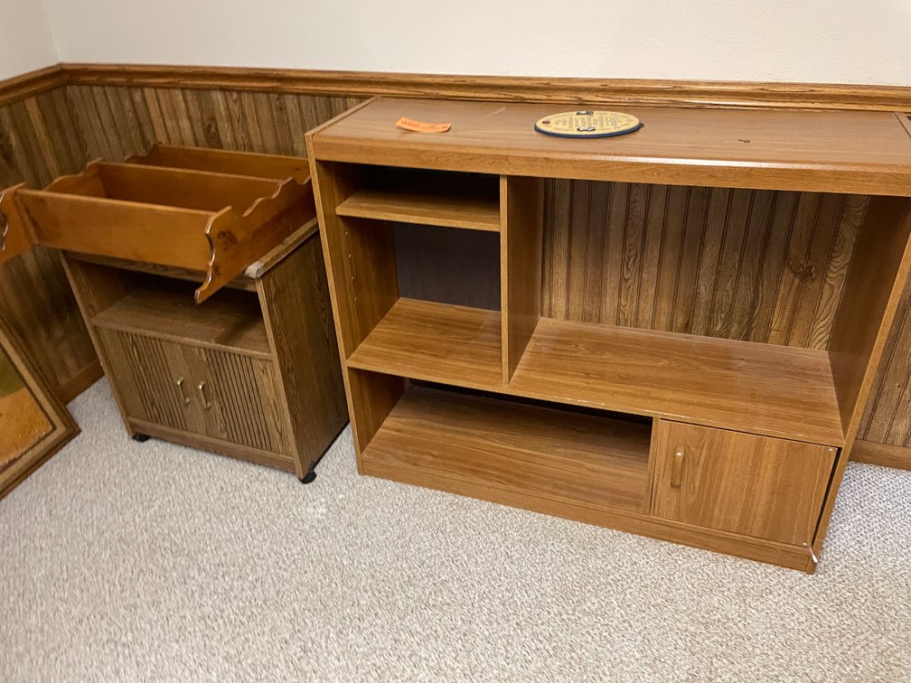 Microwave and TV Stands and Knick Knack Shelf
