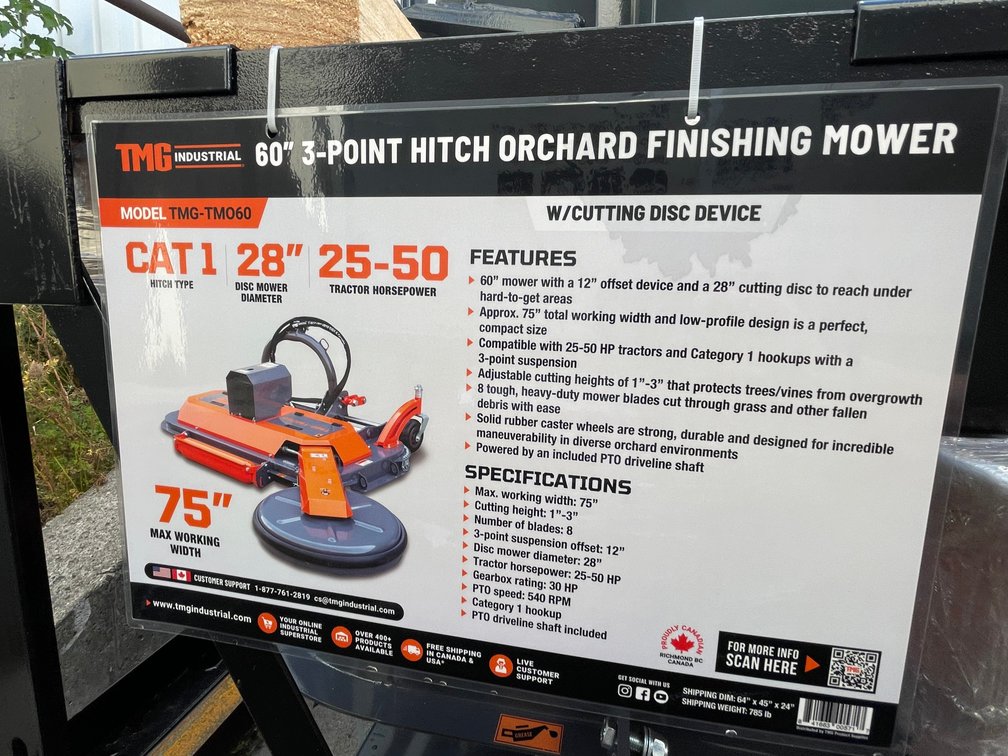 60" 3-Point Orchard Finishing Mower with Disc Locking Device (O2)