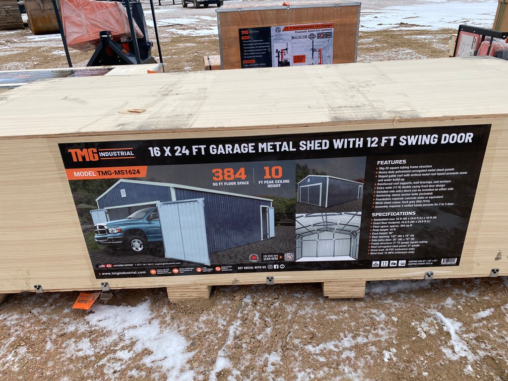 16' x 24' Metal Garage Shed With 12' Swinging Door (Mosinee, WI)