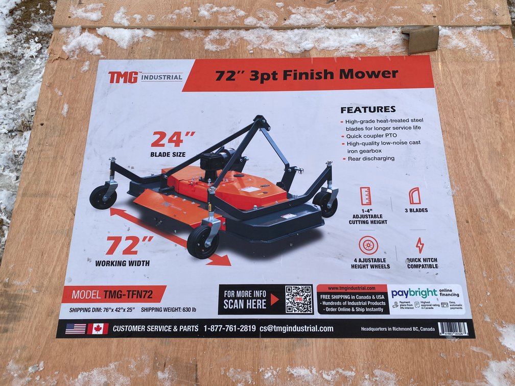 72" 3-Point PTO Finish Mower (Mosinee, WI)