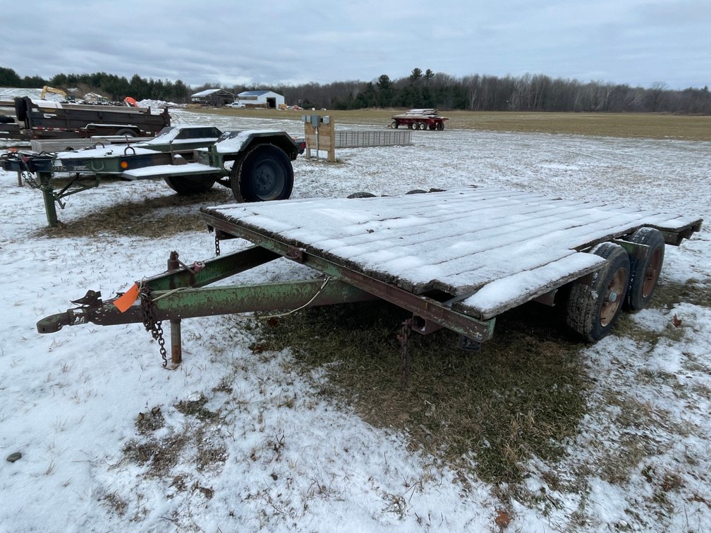 Steel Frame Wood Deck Flatbed Tandem Axle Trailer (No Title)