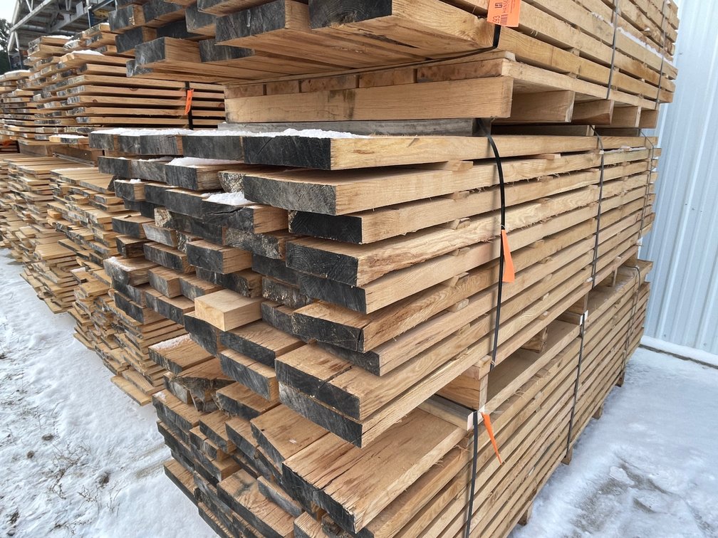 Stack of Rough Sawn Oak Boards. 450 Board Feet