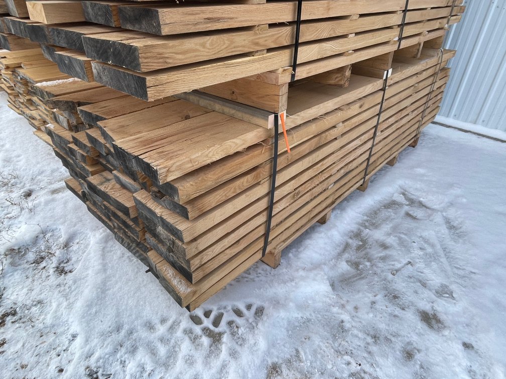 Stack of Rough Sawn Oak Boards, 450 Board Feet