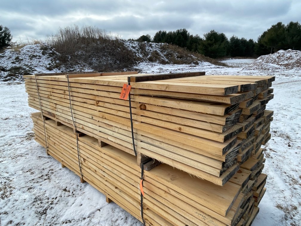 Stack of Rough Sawn Pine Boards, 630 Board Feet