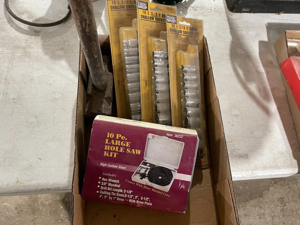 (3) Sets of Tool Shop 3/8" Socket Sets and Hole Saw
