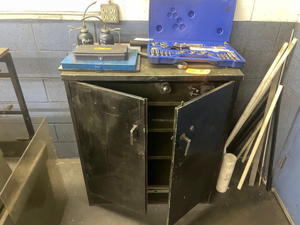 Metal Cabinet and Contents
