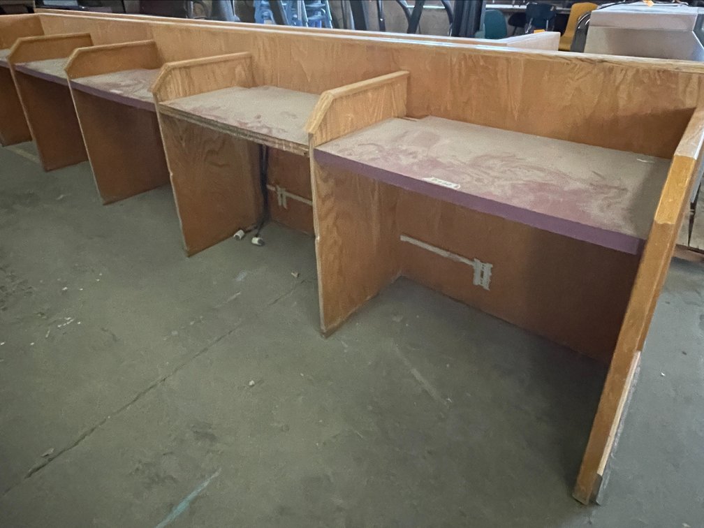 (2) 5-Divider Wooden Computer Desks, (A)