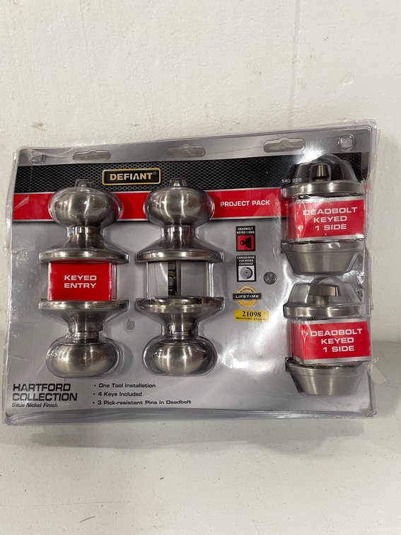 Entry Keyed Knob and Deadbolt Project Pack , Satin Nickel Finish (A)