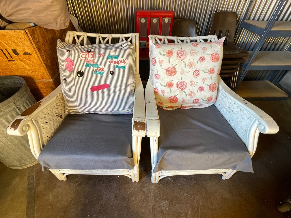 Patio Rattan Chairs with Cushions (A, corner)