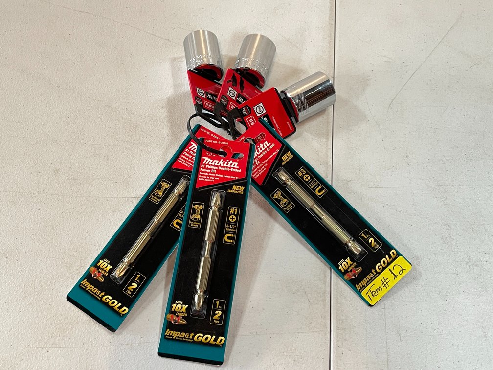 1/2" Drive, 15/16" Socket and Double Ended Power Bit Assortment Lot (A)