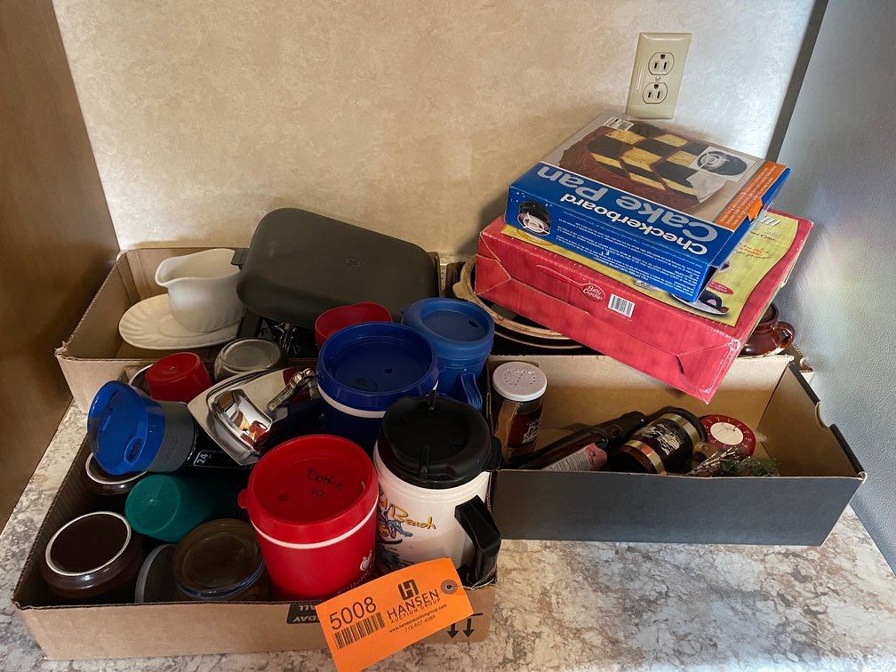 Ceramic Storage Containers, GE Hand Mixer, and Mugs