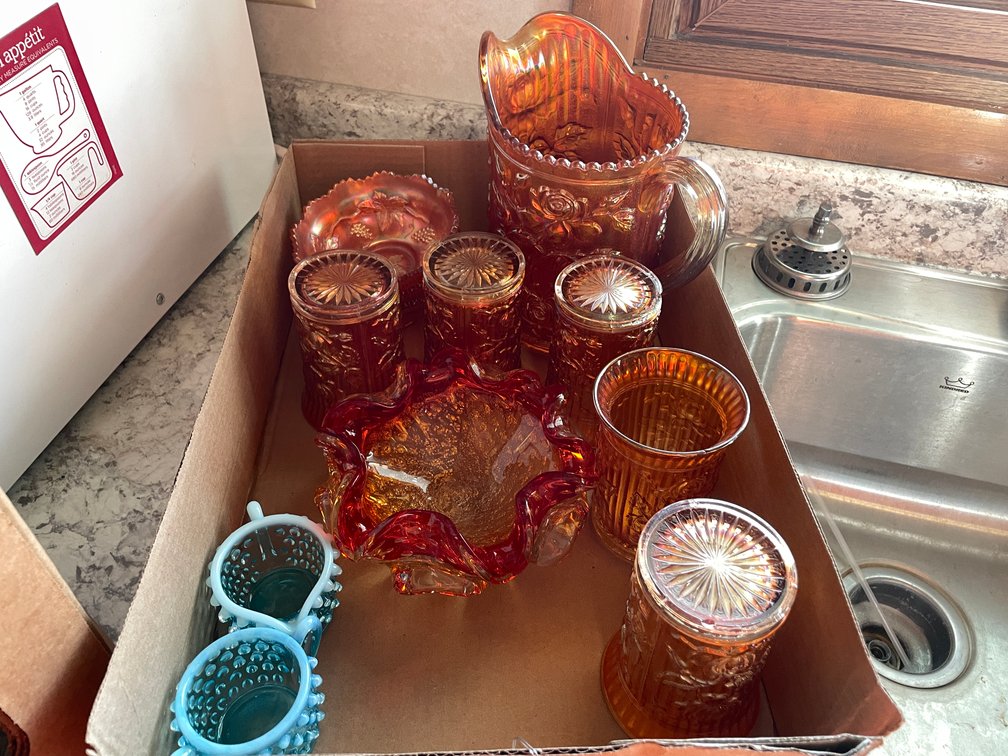 Set of Depression Glass Items