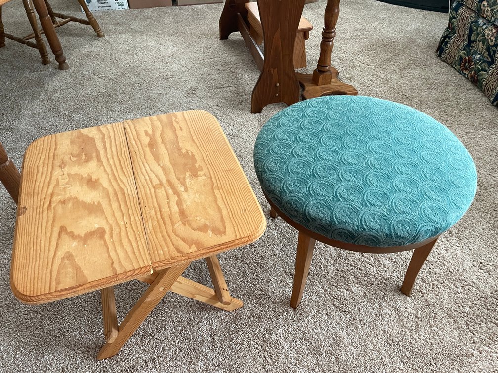Wood Folding TV Stand and Foot Stool