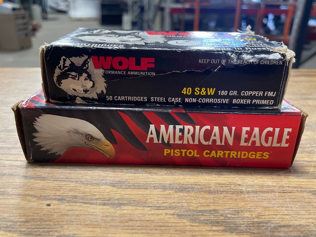 (50) Rds. Wolf .40 S&W, (50) Rds. American Eagle .40 S&W (Neenah, WI)