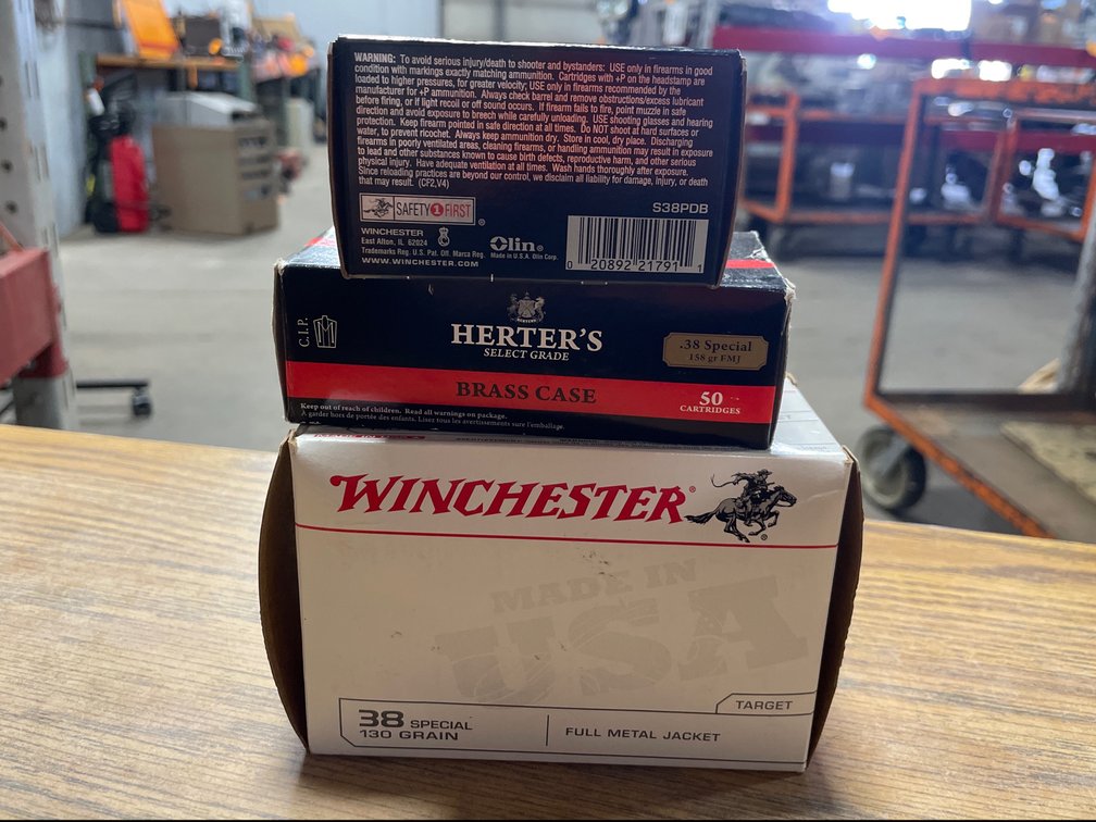 Winchester .38 SPL+P, (50) Rds. Herter's .38 SPL, (100) Rds. Winchester .38 SPL (Neenah, WI)