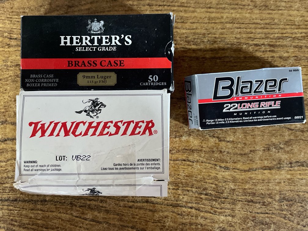 (40) Rds. Winchester .223 REN, (50) Rds., Herter's 9mm Luger, (9) Rds. Blazer .22 LR (Neenah, WI)