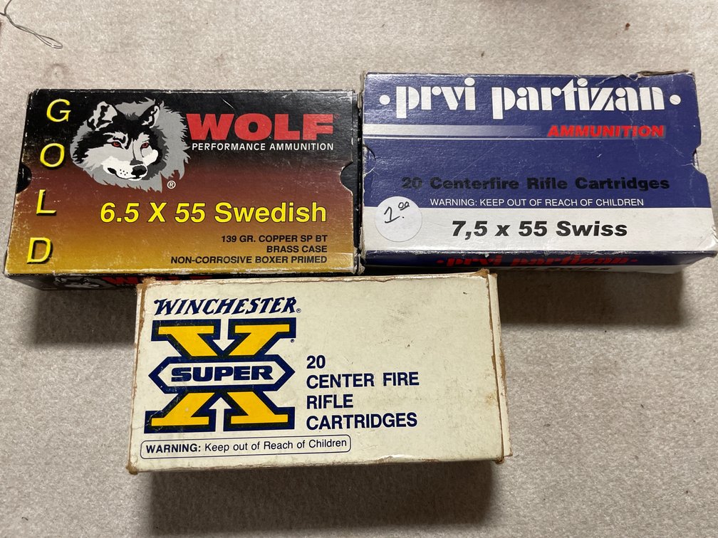 (20) Rds. Winchester SuperX 30-30 WIN, (20) Rds. Prvi Partizan 7.5 x55 Swiss, (20) Rds. Wolf 6.5 x55 Swiss (Neenah, WI)