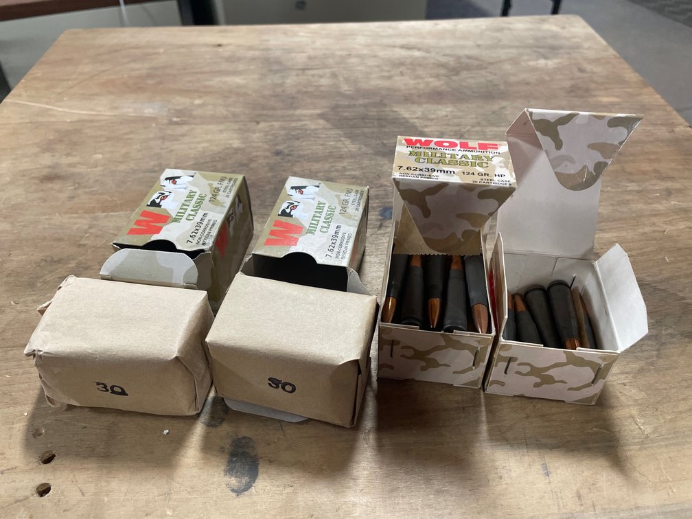 (40) Rds. Wolf 7.62 x39mm, (40) Rds. WPA 7.62 x39mm Cartridges (Neenah, WI)