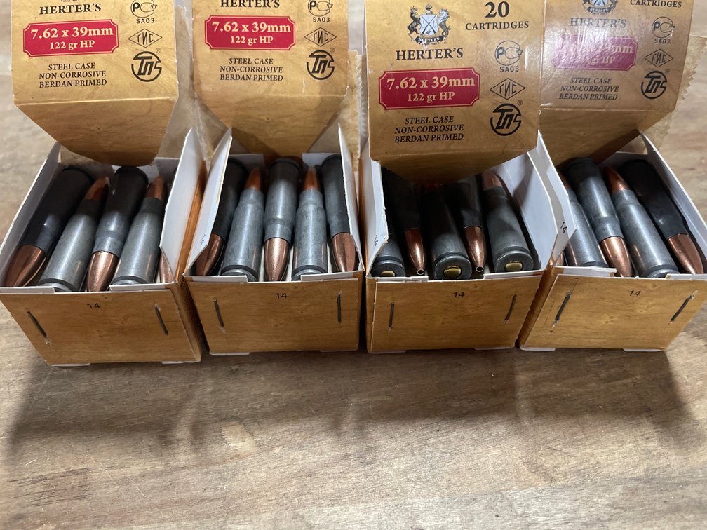 (160) Rds. Herter's 7.62 x39mm Cartridges (Neenah, WI)