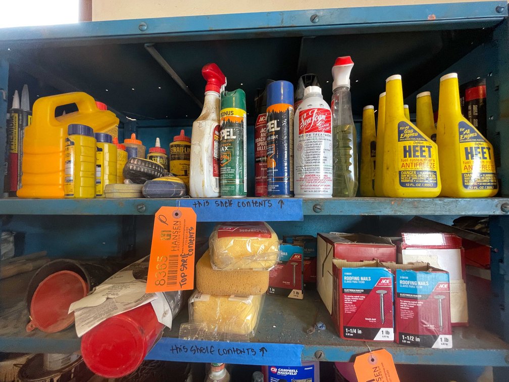 Lot of Chemicals and Construction Tools