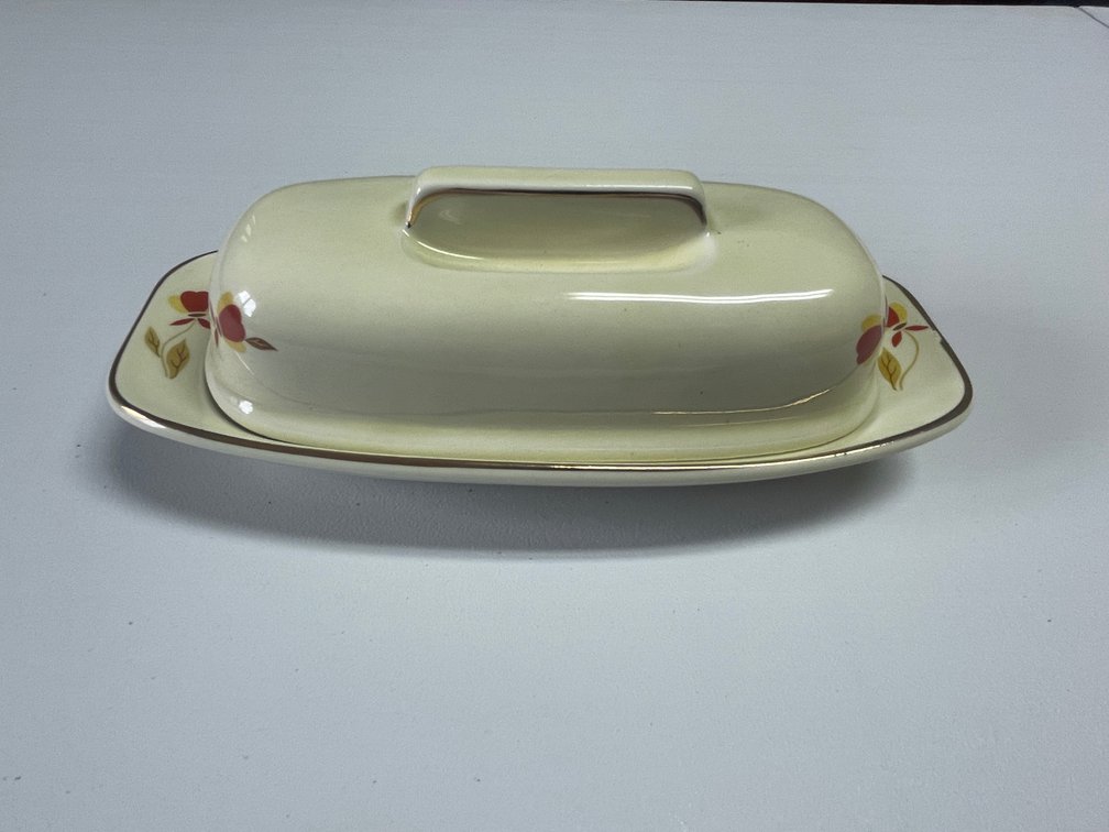 Hall Jewel Tea Autumn Leaf Rectangle Butter Dish with Extra Bottom Piece