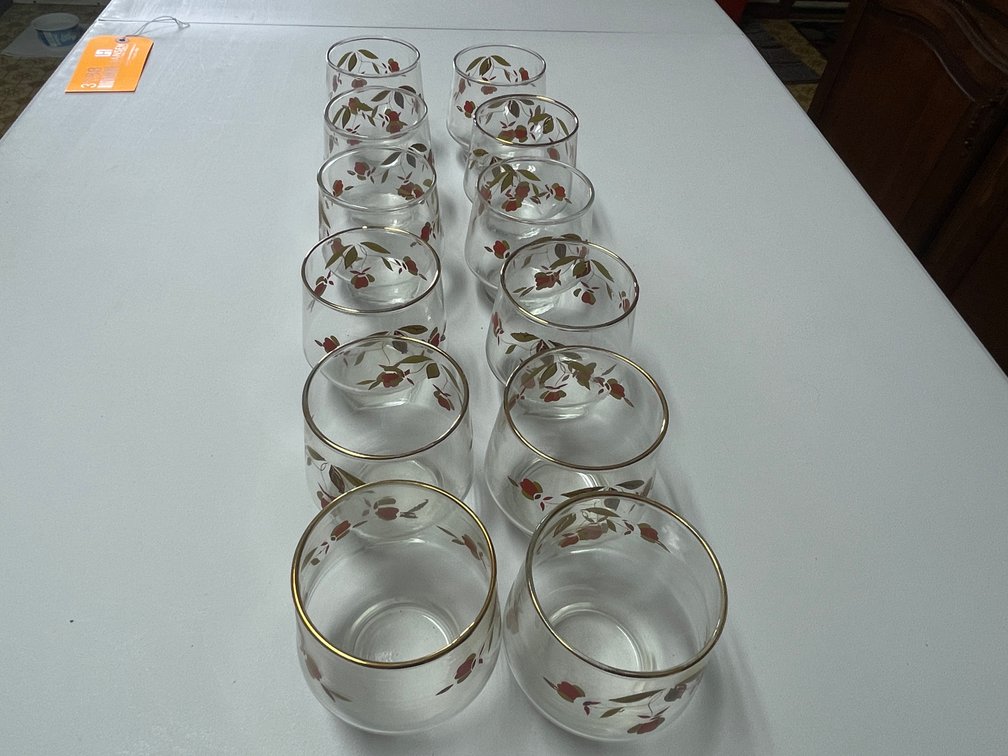 (12) Hall Jewel Tea Autumn Leaf Brockway Tumblers