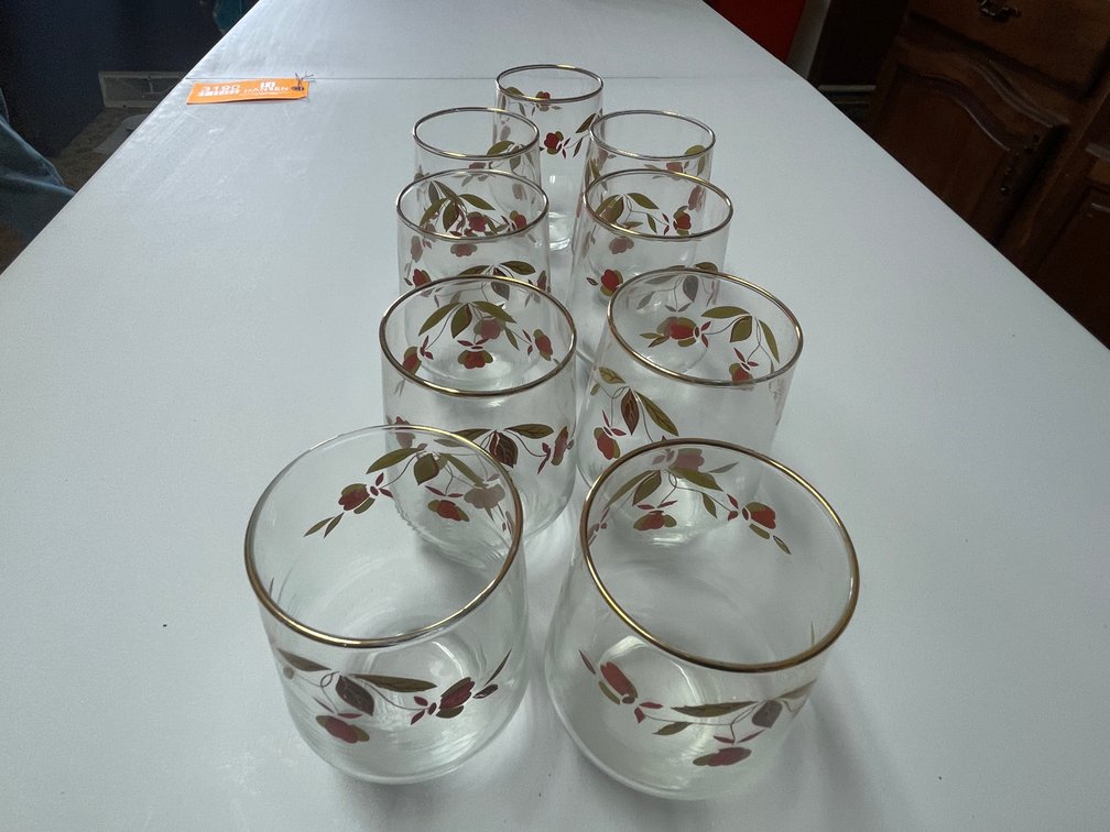 (9) Hall Jewel Tea Autumn Leaf Brockway Tumblers 