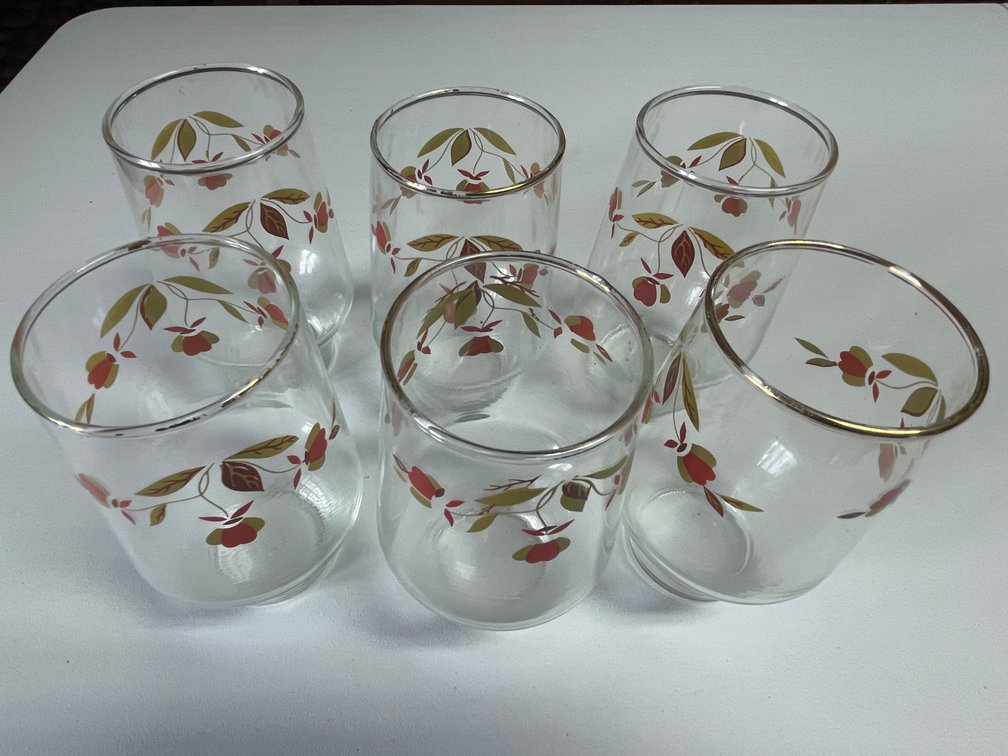 (6) Hall Jewel Tea Autumn Leaf Brockway Tumblers
