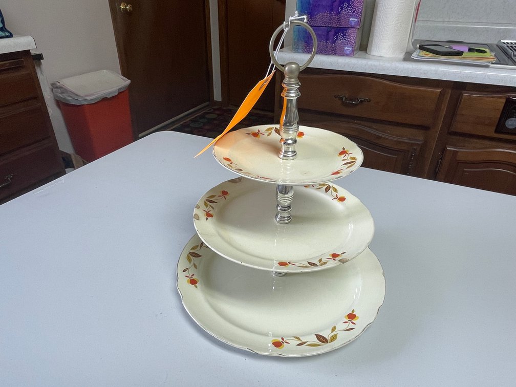 Hall Jewel Tea Autumn Leaf Tidbit 3 Tier Tray